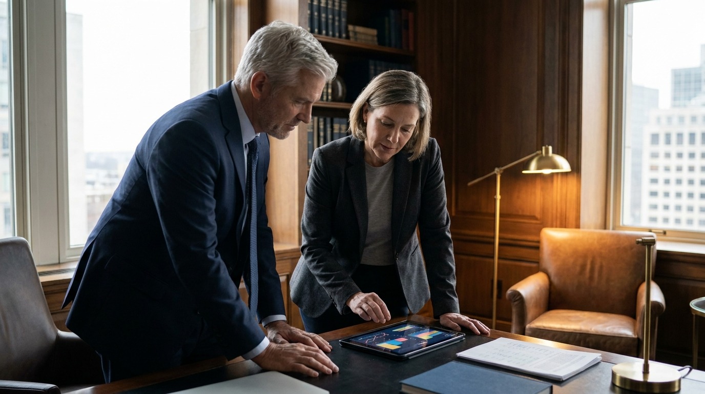 High net worth financial advisor planning post-sale wealth strategy with a business owner