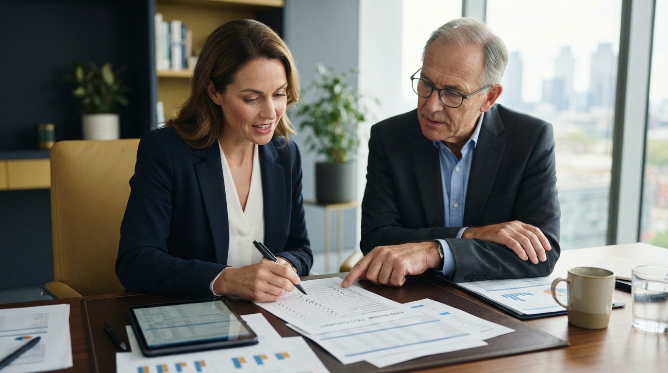 Business owner reviewing a sale readiness checklist with an advisor before going to market